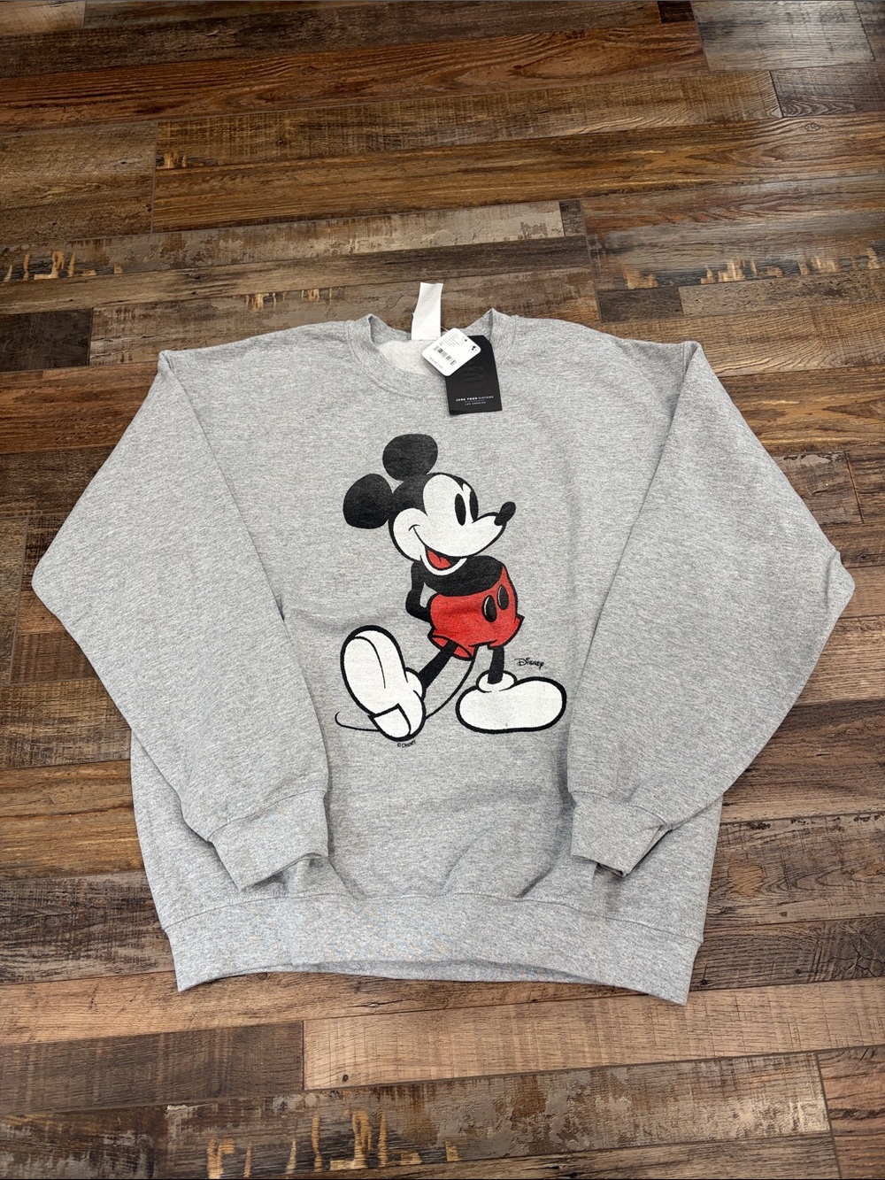 Disney Gray Crewneck Sweatshirt with Classic Mickey Graphic